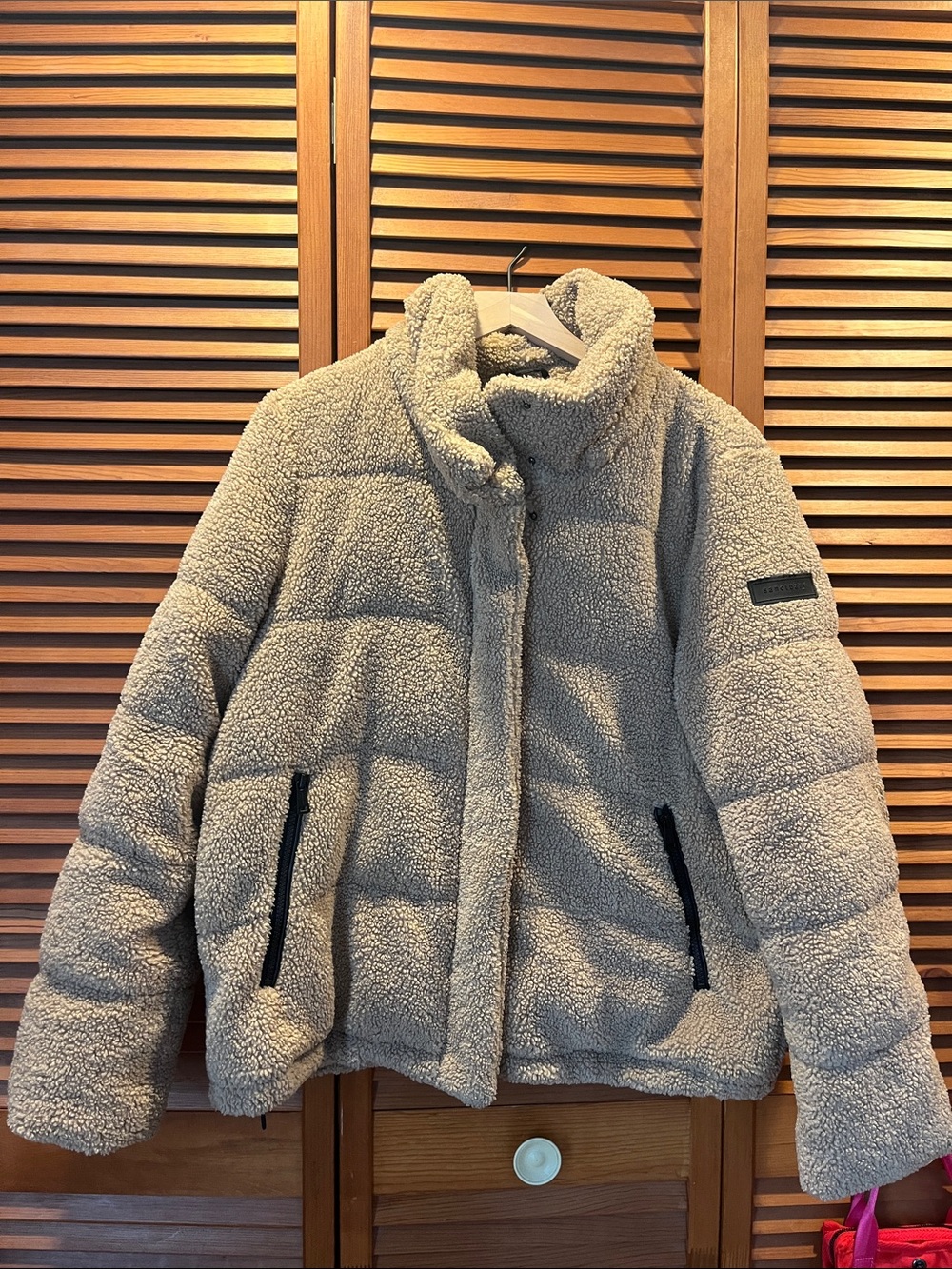 Sanctuary Women's Beige Teddy Jacket with Zip Pockets